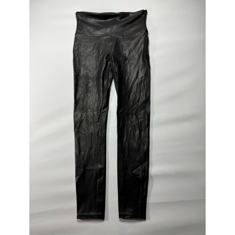 Spanx Women's Pull On Black‎ Faux Leather Leggings - Size L*